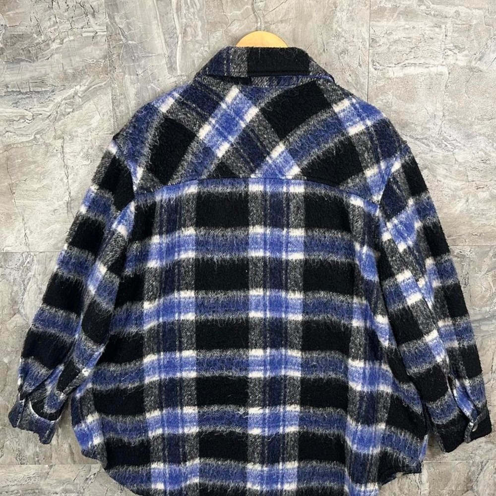 oversized plaid flannel button-up jacket with fleece lining Woman's 2XL #grunge - Picture 6 of 6